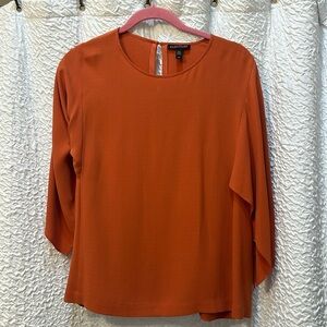 Eileen Fisher flutter sleeve top. 100% silk